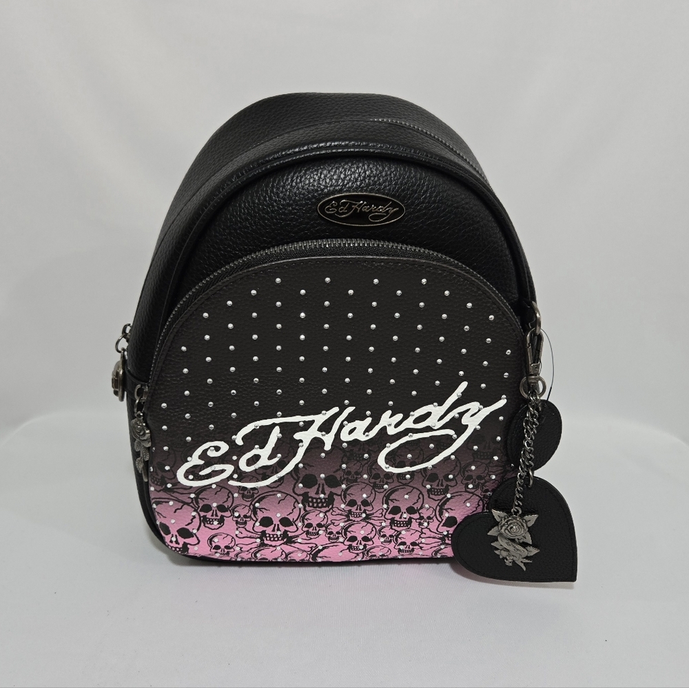 Ed Hardy Pink And Black Backpack